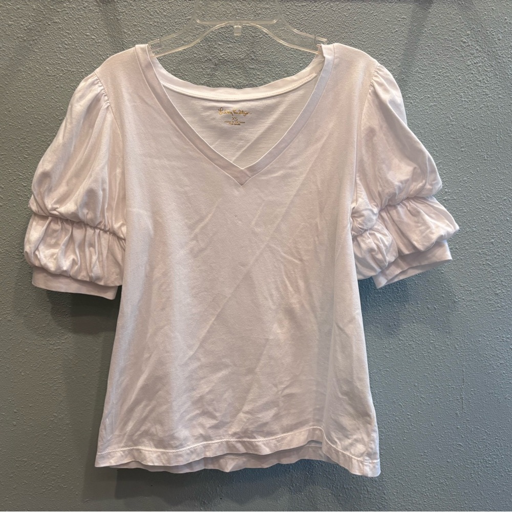Lilly Pulitzer White Puff Sleeve Blouse